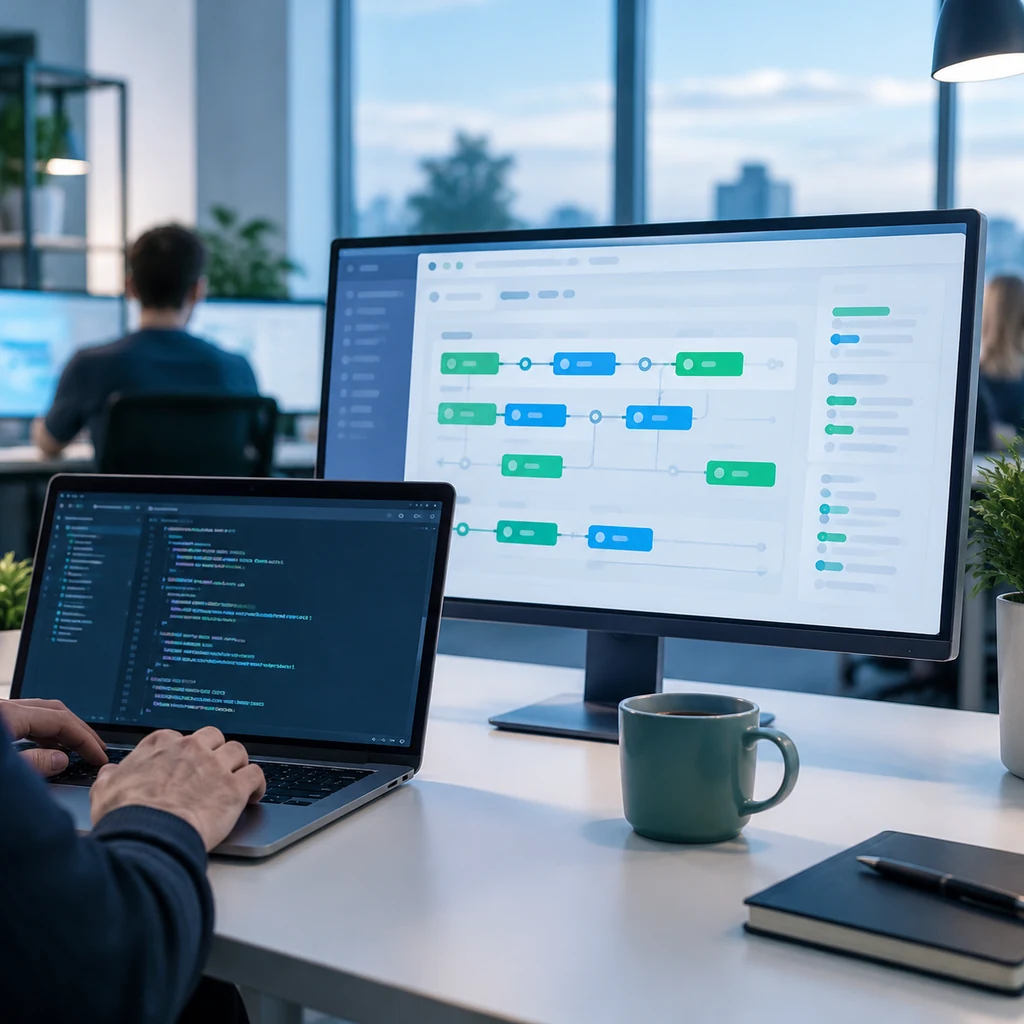Monitor showing a deployment pipeline
