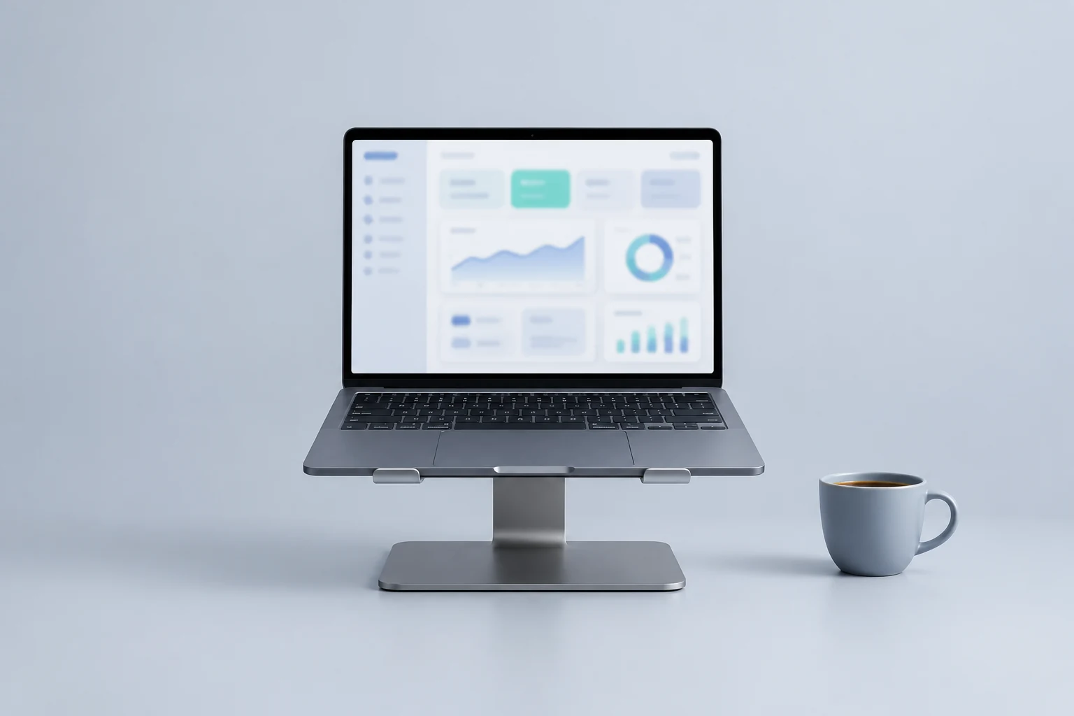 Laptop showing a client portal dashboard