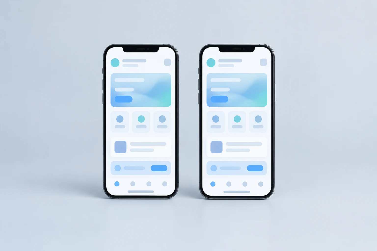 Two smartphones showing the same mobile app interface
